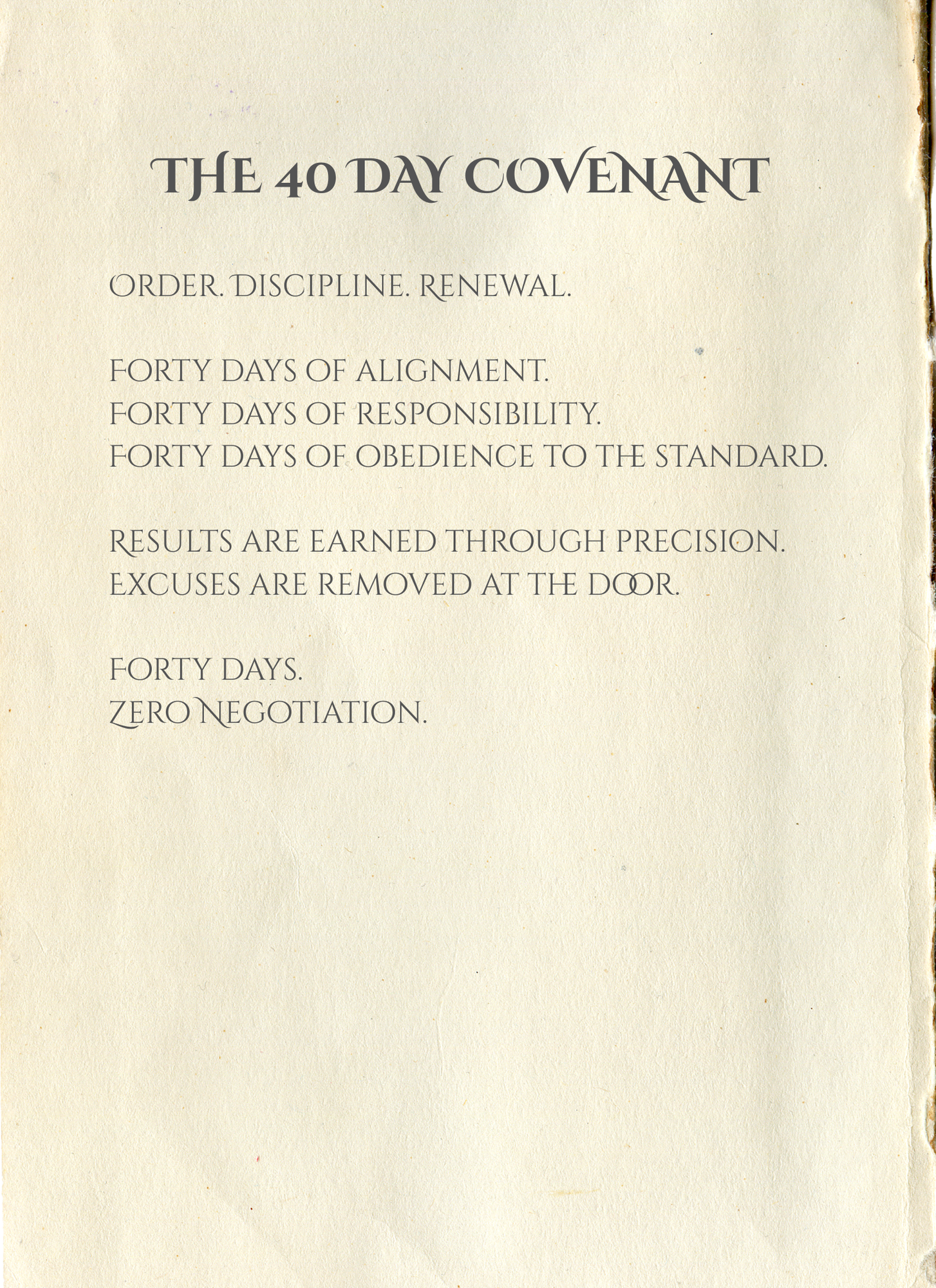 THE 40 DAY COVENANT