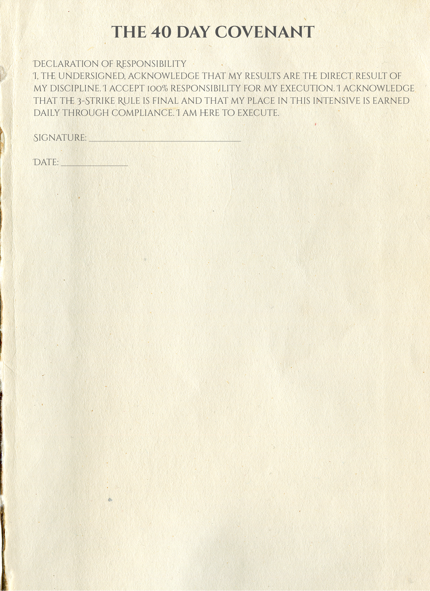 THE 40 DAY COVENANT
