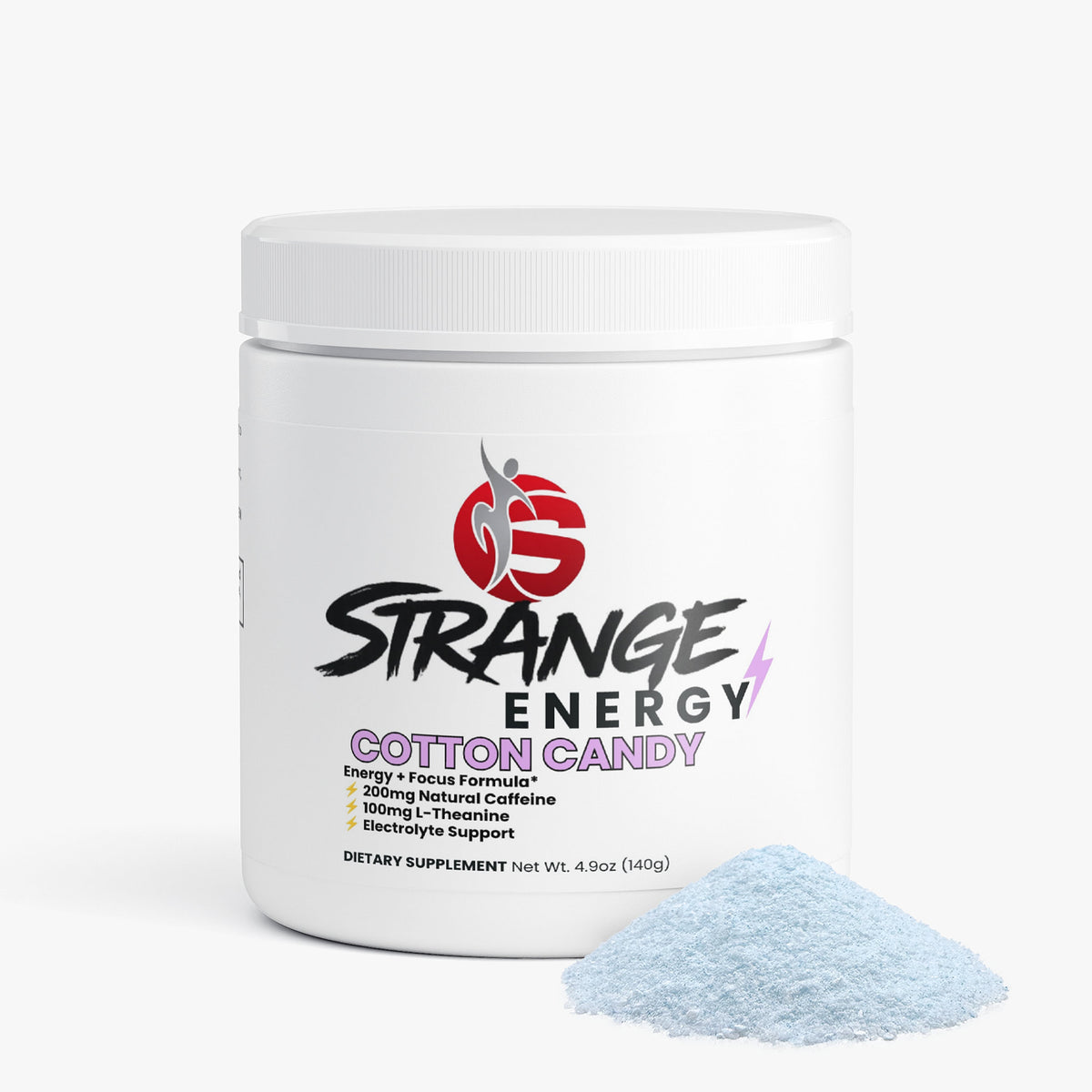 Strange Energy Powder, cotton candy flavour, sugar-free energy drink powder