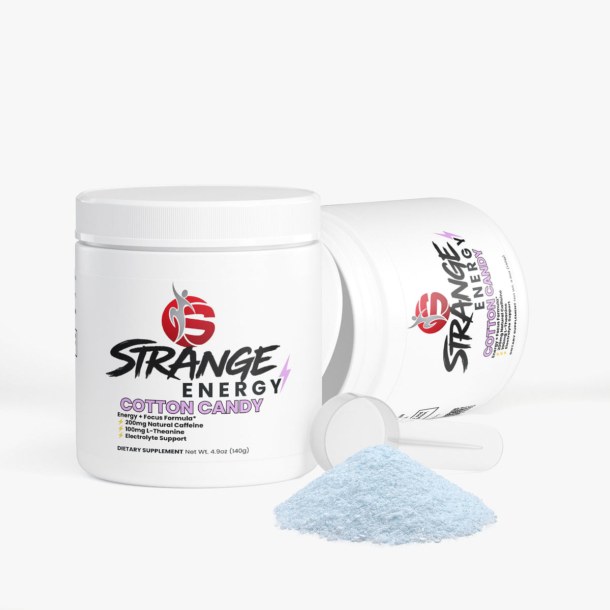 Strange Energy Powder, cotton candy flavour, sugar-free energy drink powder